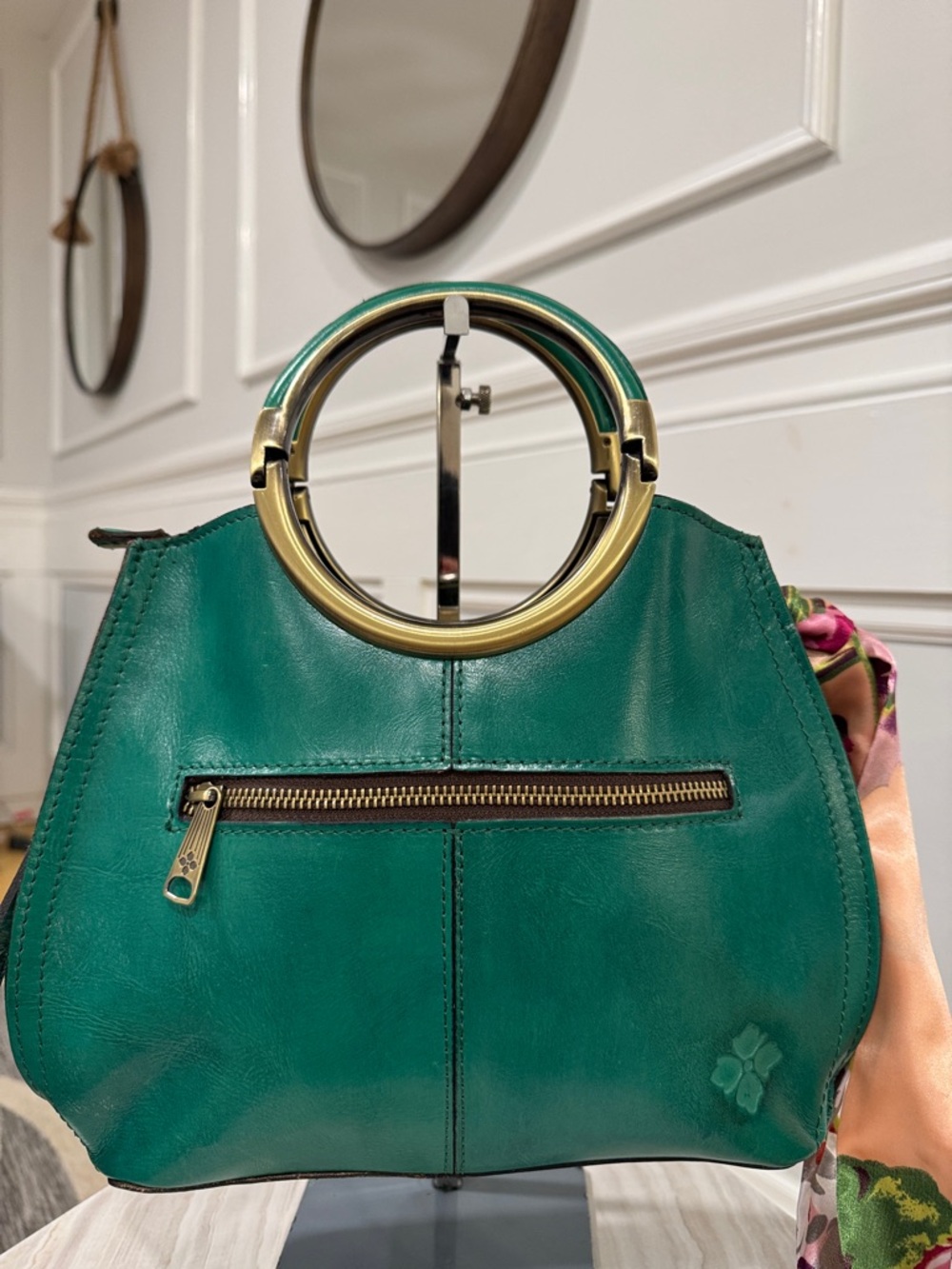 Patricia Nash Bag Aria Double Ring Shopper Laser-cut Etched Leather Crossbody - Picture 8 of 17